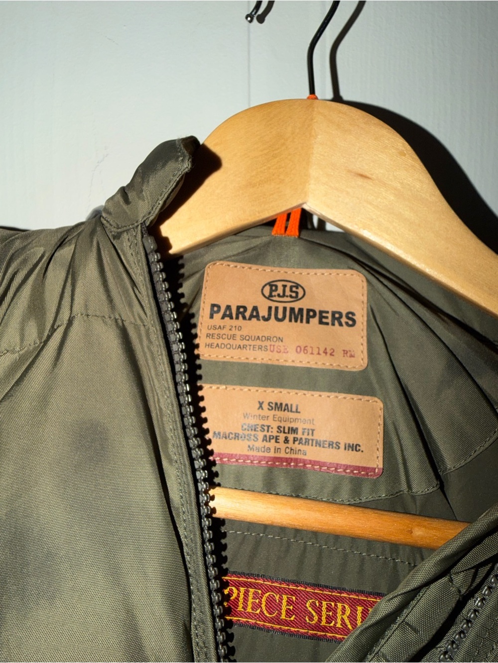Parajumpers Olive Green Field Jacket with Orange Accent